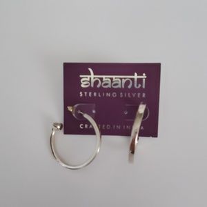 SHAANTI Sterling Silver with Garnet Hoops